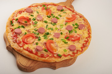 appetizing pizza on a white background