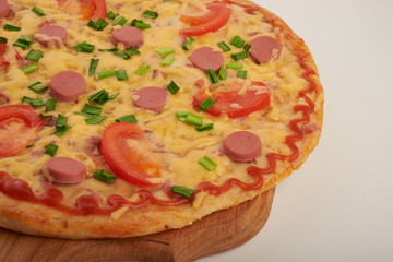 appetizing pizza on a white background
