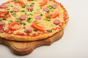 appetizing pizza on a white background