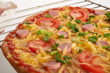 appetizing pizza on a white background