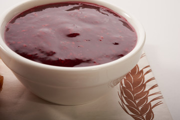 raspberry jam in a plate