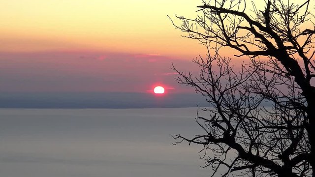 Beautiful sunset over the lake Balaton of Hungary