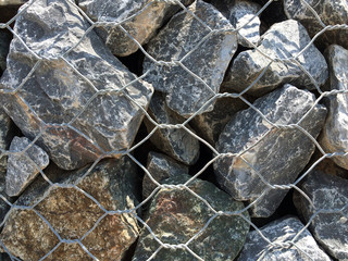 Gabion Retaining Wall Background Or Texture. Big Metal Rectangul