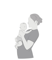 mom and babe. vector illustration.