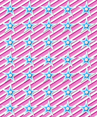 Obraz premium Blue stars on stripes pink