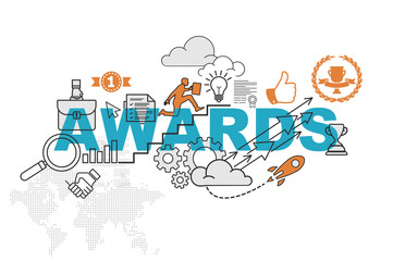 Awards website banner concept with thin line flat design