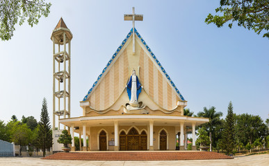 A typical common church in the city of Kon Tum in the Central Highlands of Vietnam