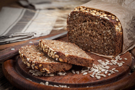 Whole Grain rye bread with seeds.
