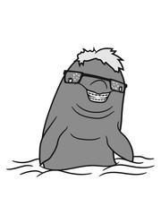 Nerd geek cunning horns pimple freak toothpick grin comic cartoon funny water delfin swimming cute cute
