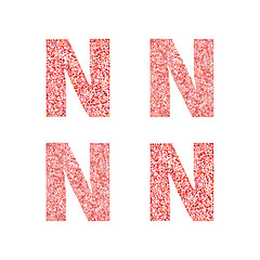 Alphabet letter N with red heart on Valentine's Day. Valentine`s Day Alphabet of Hearts. Love ABC