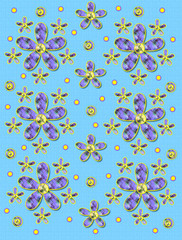 Fabric Flowers Blue