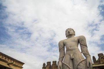 Fototapeta na wymiar Monolithic statue of Lord bahubali(gomateshwara) at Shravanabelagola, Karnataka