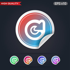 Colored icon or button of refresh symbol with background