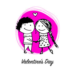 Couple in love kissing, valentine sketch for your design