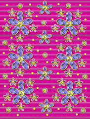Fabric Flowers Stripes on Hot Pink
