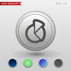 Colored icon or button of graph glass symbol with background