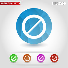 Colored icon or button of stop symbol with background