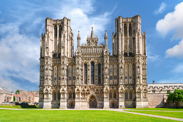 Fototapeta na wymiar West front of Wells Cathedral