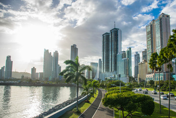 Panama Skyline - Cinta costera - City and harbor - modern city - city with skyscraper - obrazy, fototapety, plakaty