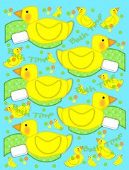 Bathtime duck and towel on aqua