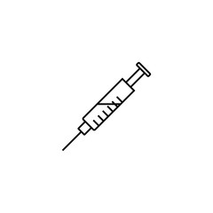 Syringe line icon, injection and vaccination, vector graphics, a linear pattern on a white background, eps 10.
