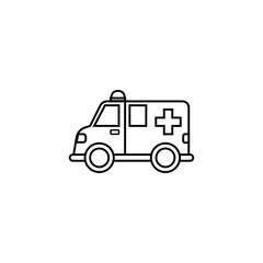 Ambulance car line icon,  healtcare sign, vector graphics, a linear pattern on a white background, eps 10.