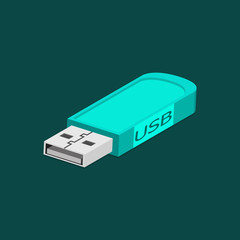 3D USB Flash Drive. Abstract flash drive. Vector illustration.