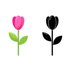 two stylized vector tulip flowers 
