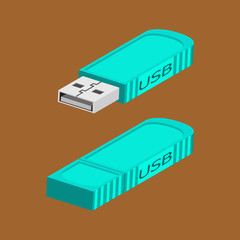 3D USB Flash Drive. Abstract flash drive. Vector illustration.