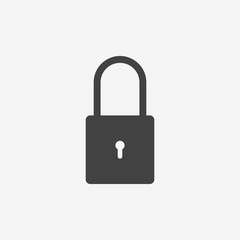Padlock monochrome icon. Vector illustration.