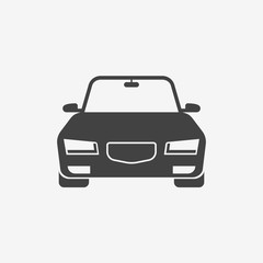 Car monochrome icon. Front view. Automobile vector illustration.