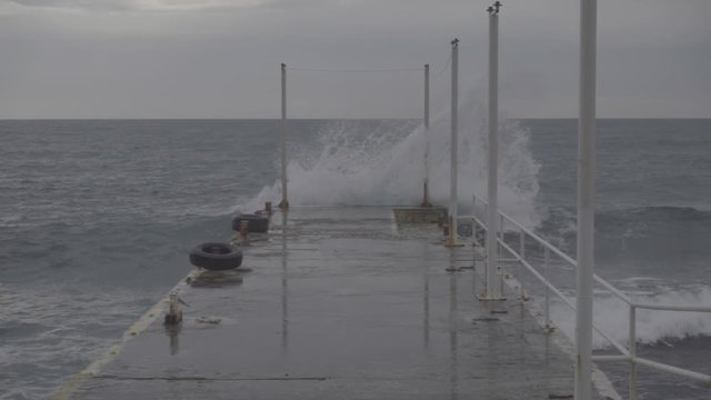 Stormy sea. Video recorded on a Sony camera with a frequency of 250 frames per second (S-Log2). S-Log2 is a gamma curve that keeps the image flat for grading.