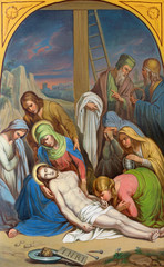 VIENNA, AUSTRIA - DECEMBER 19, 2016: The painting The body of Jesus is taken down from the cross in...