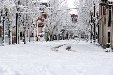 Downtown Portland under Snow