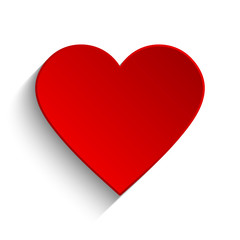 Red heart on white background