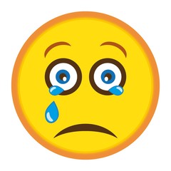 Crying emoji, smiley with tears illustration vector