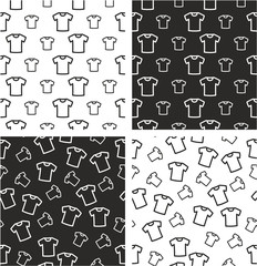 White T-shirt Big & Small Aligned & Random Seamless Pattern Set