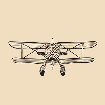 Hand drawn ink sketch of airplane. Engraving style vector illustration.  27964432 Vector Art at Vecteezy