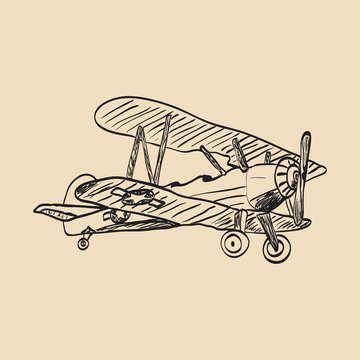 Small Plane Vector Drawing Isolated On White Background