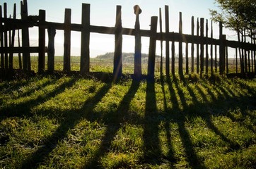 shadows by fence in sunlight