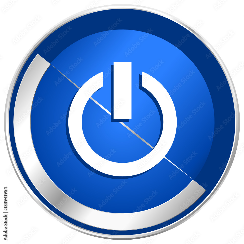 Poster power silver metallic web and mobile phone vector icon.