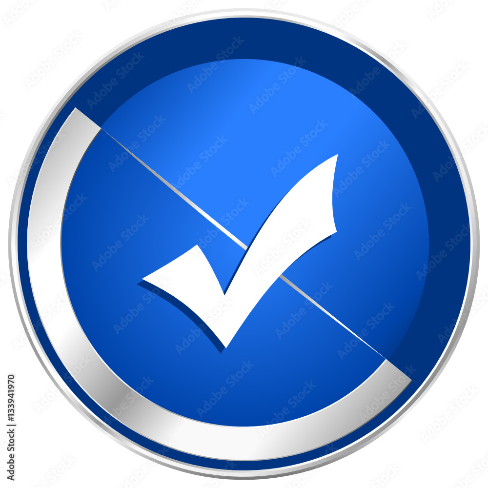 Poster accept silver metallic web and mobile phone vector icon.