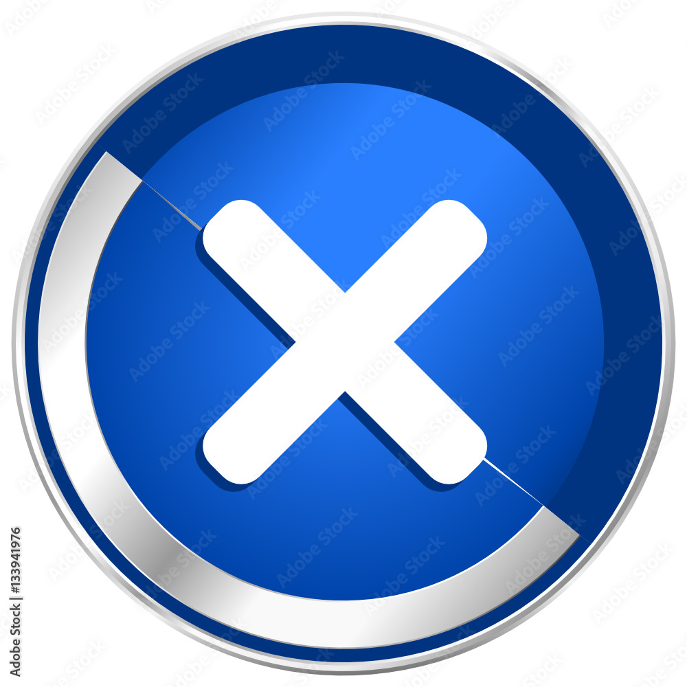 Poster cancel silver metallic web and mobile phone vector icon.
