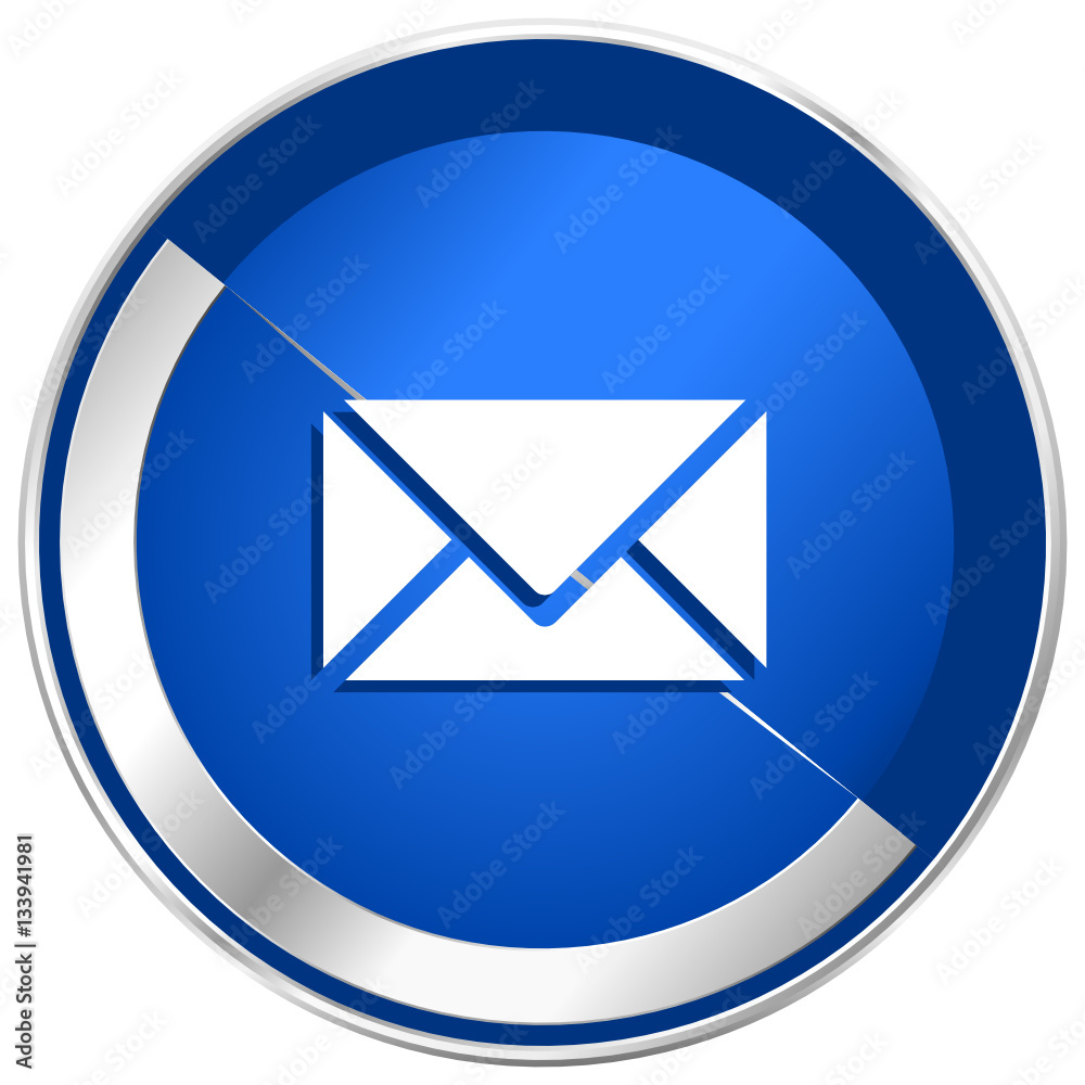 Poster email silver metallic web and mobile phone vector icon.