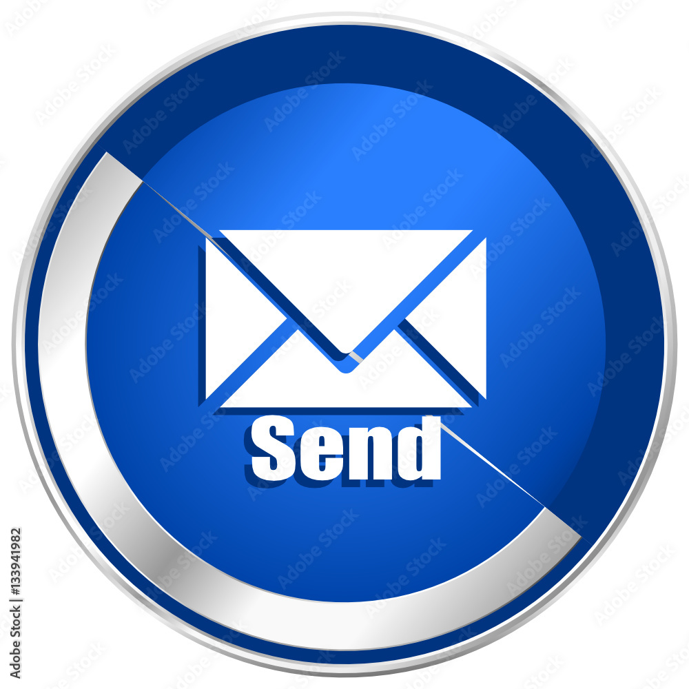 Poster Send silver metallic web and mobile phone vector icon.