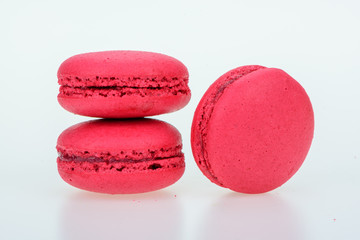 Sweet Macaroon or macaron on white background.