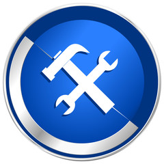 Tool silver metallic web and mobile phone vector icon.