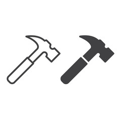 Hammer line icon, outline and filled vector sign, linear and full pictogram isolated on white. Symbol, logo illustration