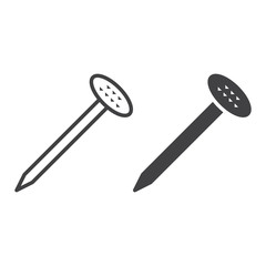 Nail line icon, outline and filled vector sign, linear and full pictogram isolated on white. Symbol, logo illustration