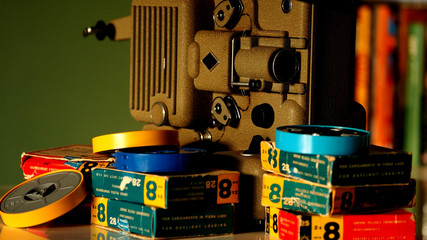 8 mm projector running with vintage film